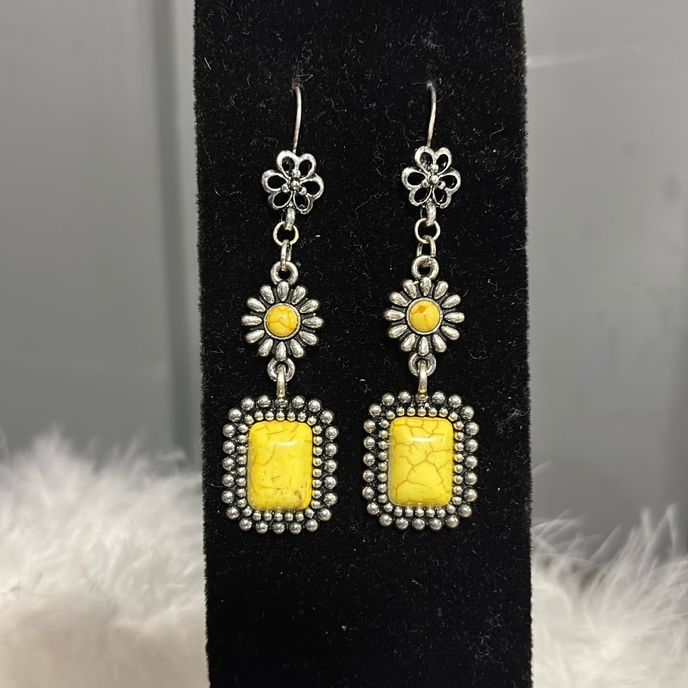 Handmade Yellow Floral Earrings